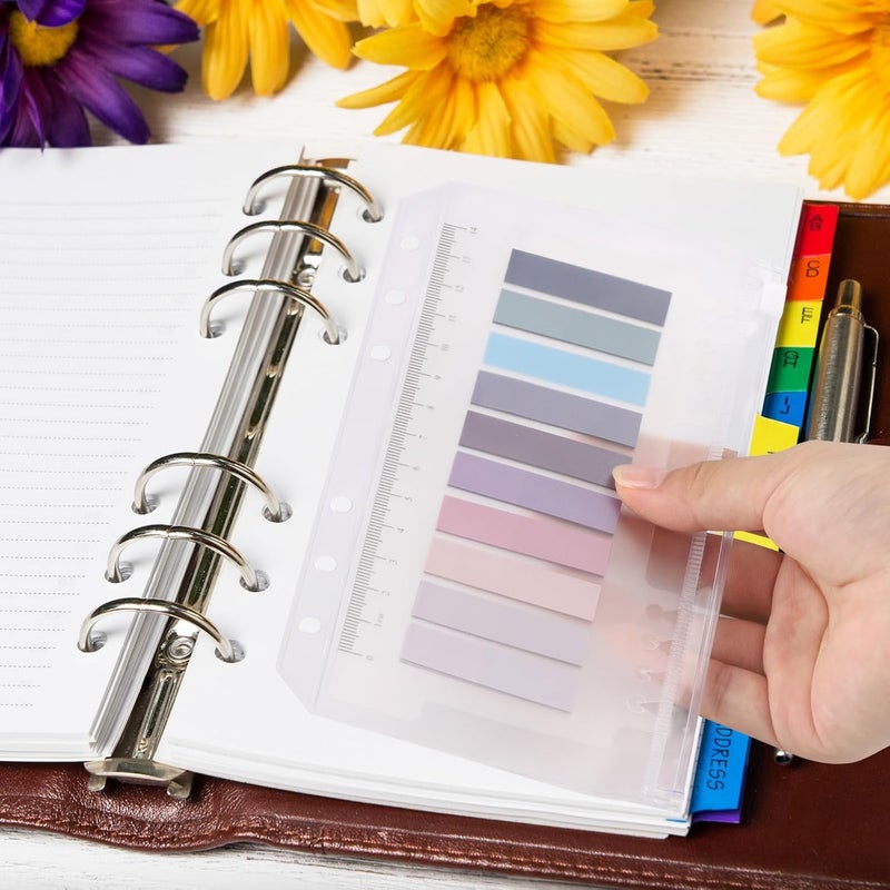 acDesign 24 Pcs Binder Pocket A6 Binder Pockets 6 Holes Zipper Folders Waterproof PVC Document Pouch Filing Bags(Clear) - Image 4